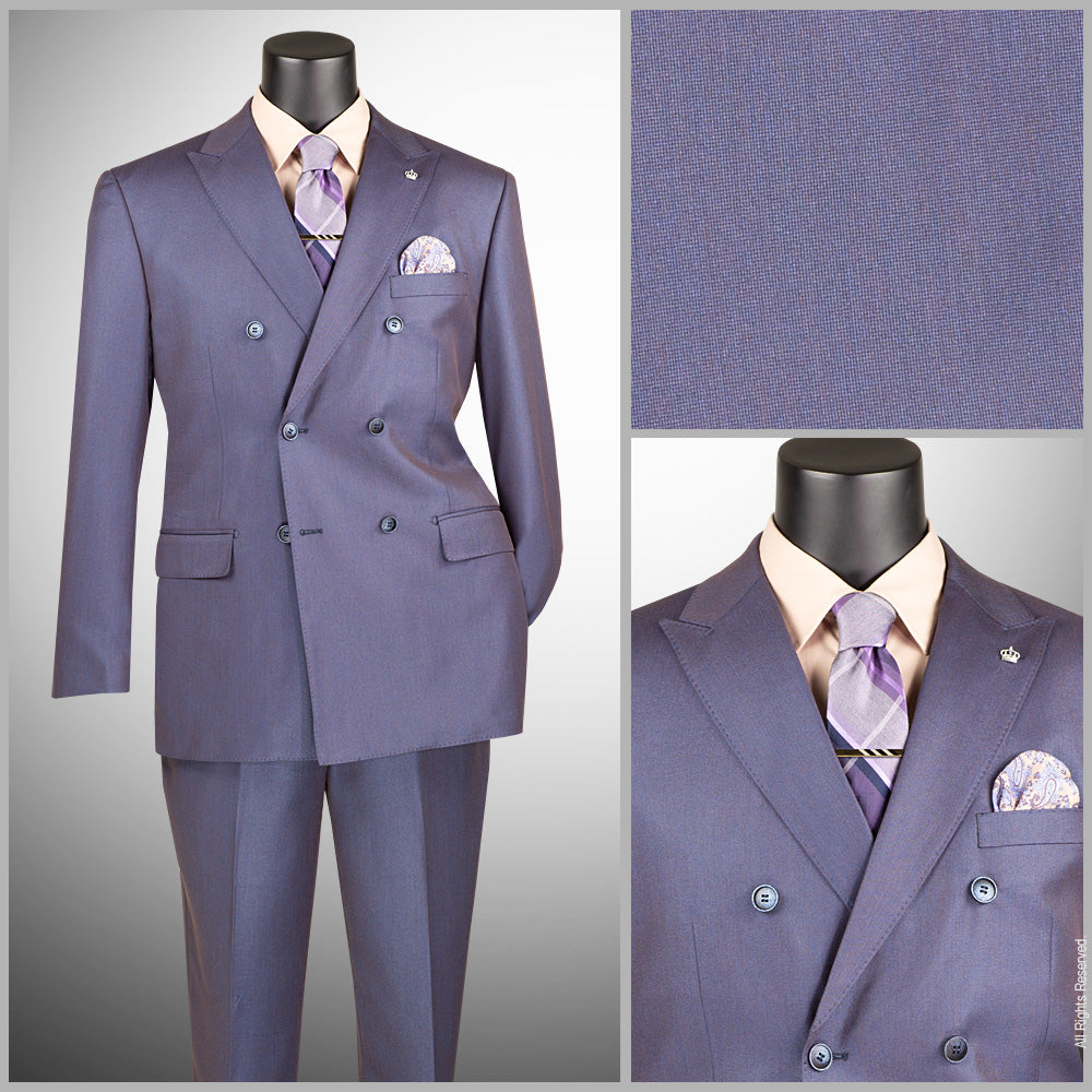 Vinci Classic Fit Double Breasted Suit w/Adjustable Waistband (Dusty Purple)