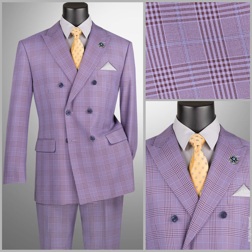 Vinci Classic Fit Executive Double Breasted Suit (Light Purple)