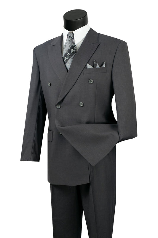 Vinci Classic Fit Double Breasted Suit w/Adjustable Waistband (Heather Grey)