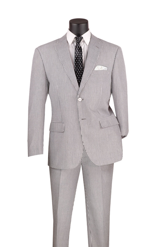 Vinci 2pc Modern Fit Seersucker Suit (Black)