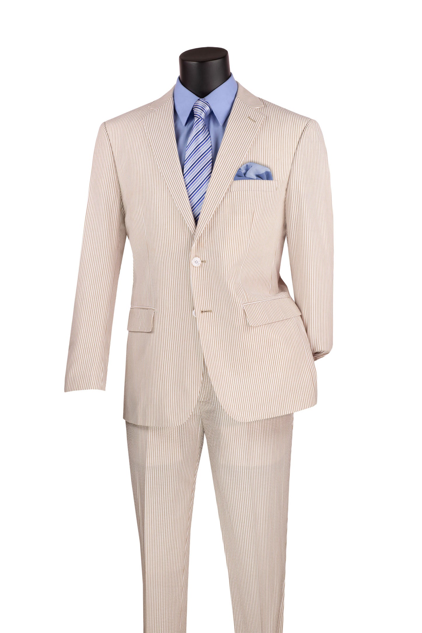 Vinci 2pc Modern Fit Seersucker Suit (Tan)