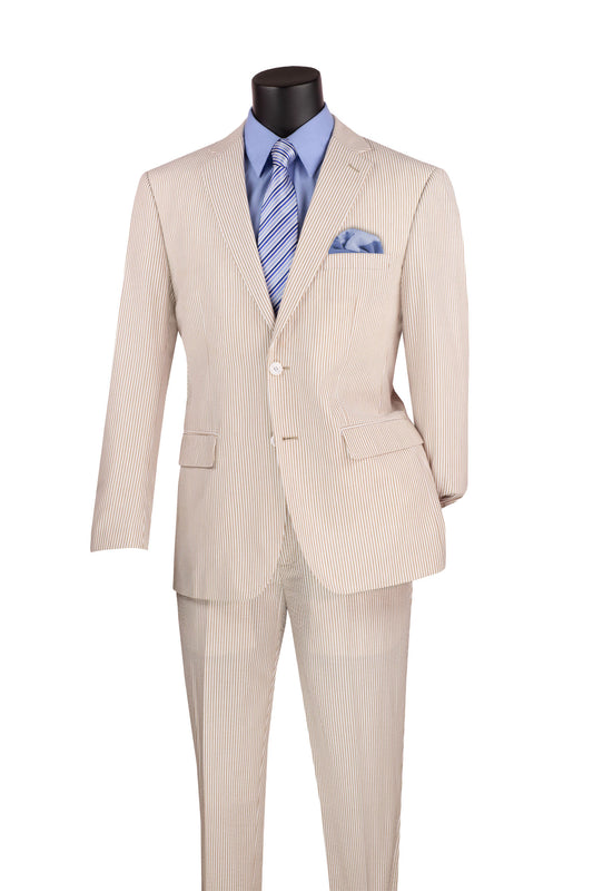 Vinci 2pc Modern Fit Seersucker Suit (Tan)