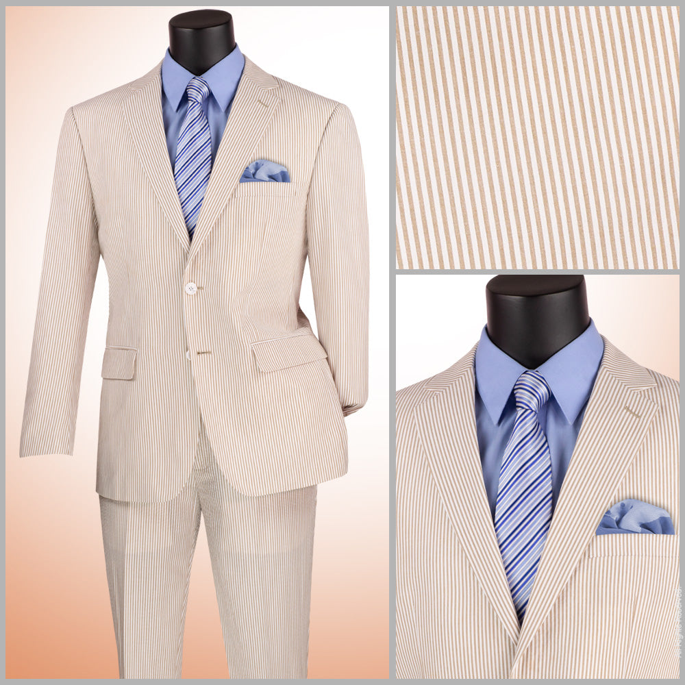Vinci 2pc Modern Fit Seersucker Suit (Tan)