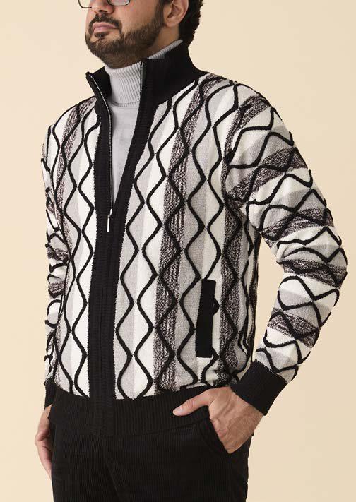Inserch Boucle Yarn Graphic Full Zip
