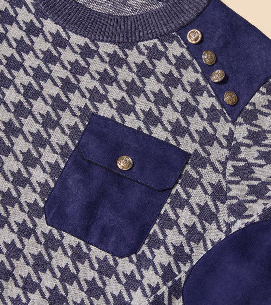 Inserch Houndstooth Crewneck Sweater