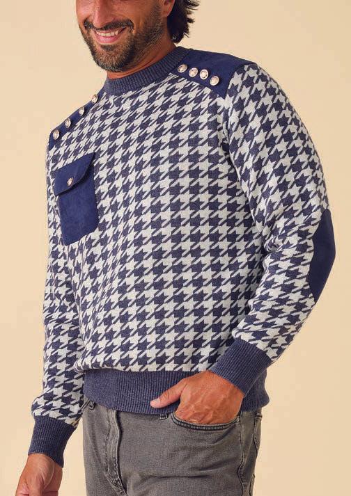 Inserch Houndstooth Crewneck Sweater