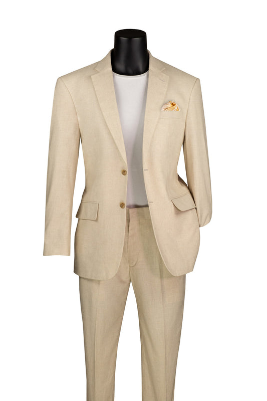 Vinci 2pc Modern Fit Linen Suit (Tan)