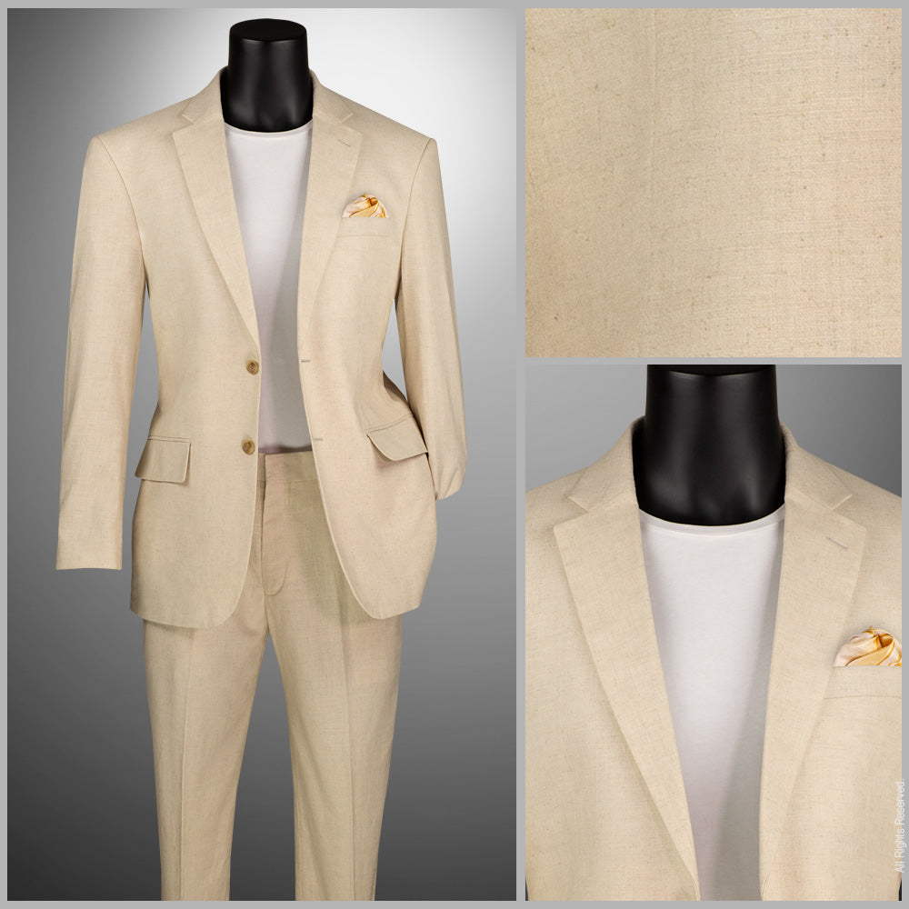 Vinci 2pc Modern Fit Linen Suit (Tan)