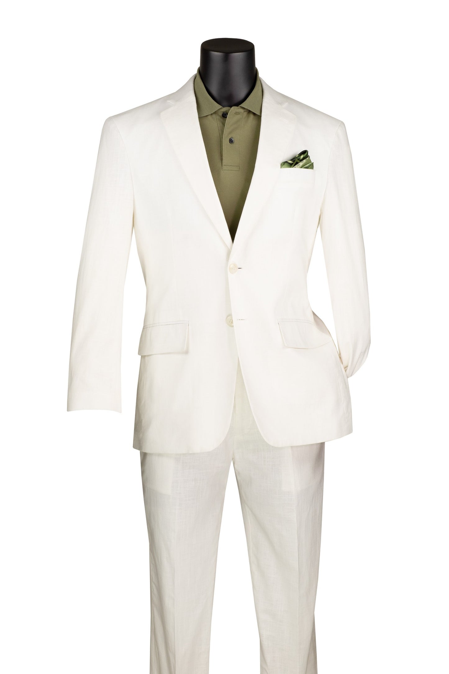 Vinci 2pc Modern Fit Linen Suit (White)