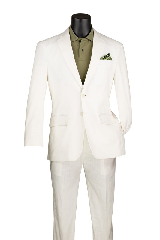 Vinci 2pc Modern Fit Linen Suit (White)