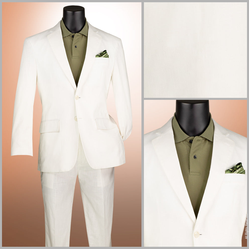 Vinci 2pc Modern Fit Linen Suit (White)