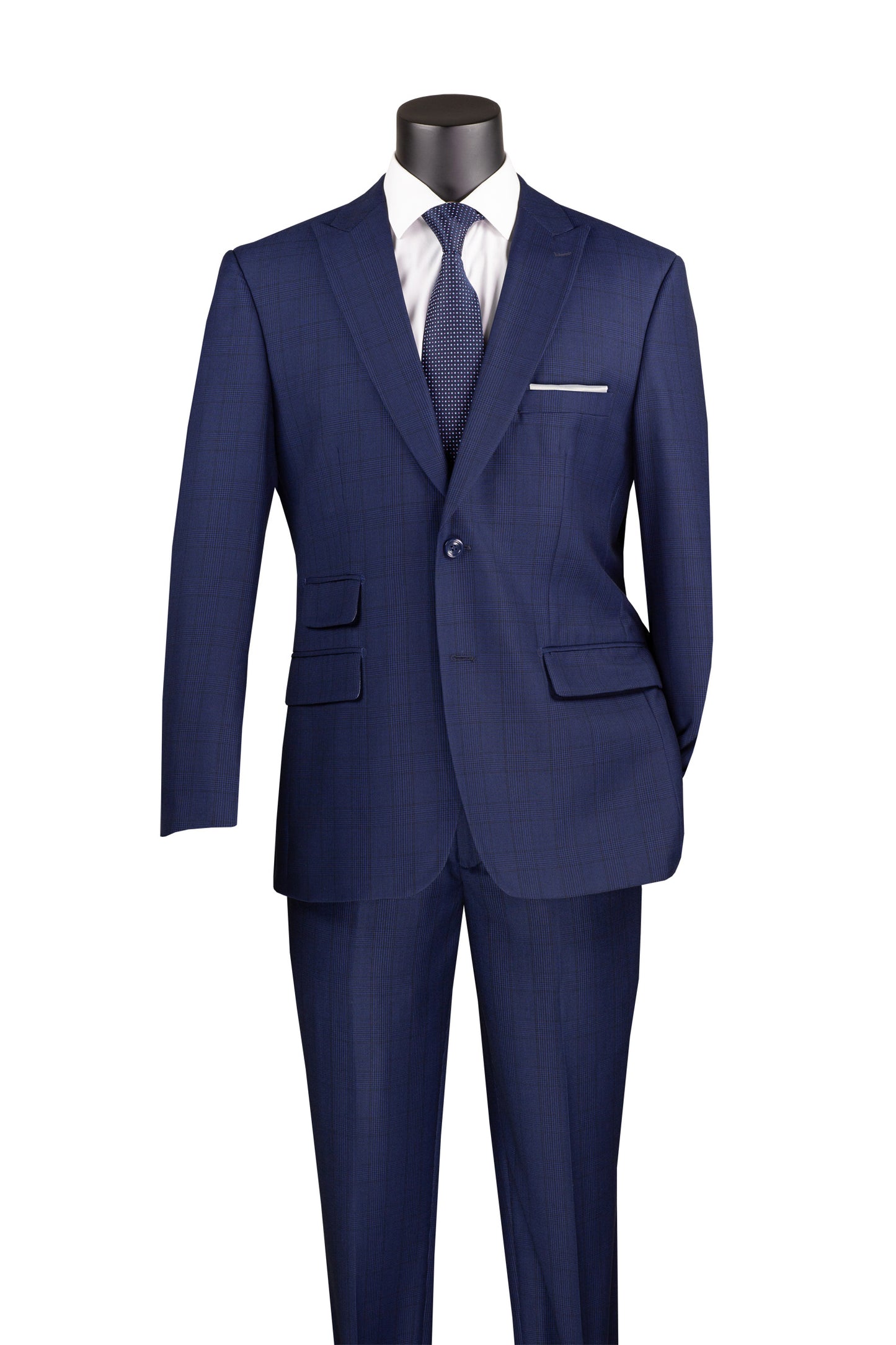 Vinci 2pc Modern Fit Windowpane Suit (Blue)