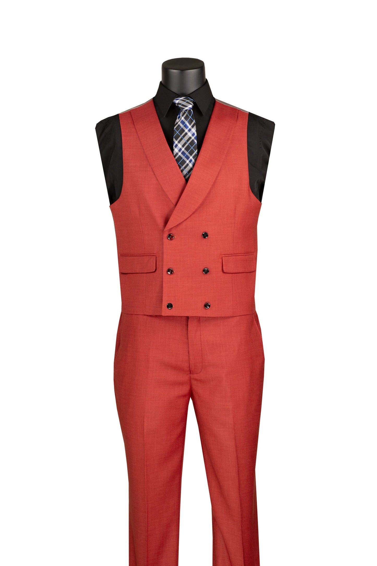 Vinci Modern Fit 3pc Stretch Suit w/Adjustable Waistband (Brick)