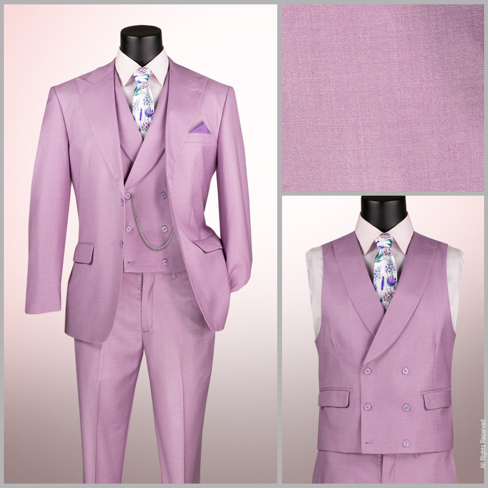 Vinci Modern Fit 3pc Stretch Suit w/Adjustable Waistband (Lavender)
