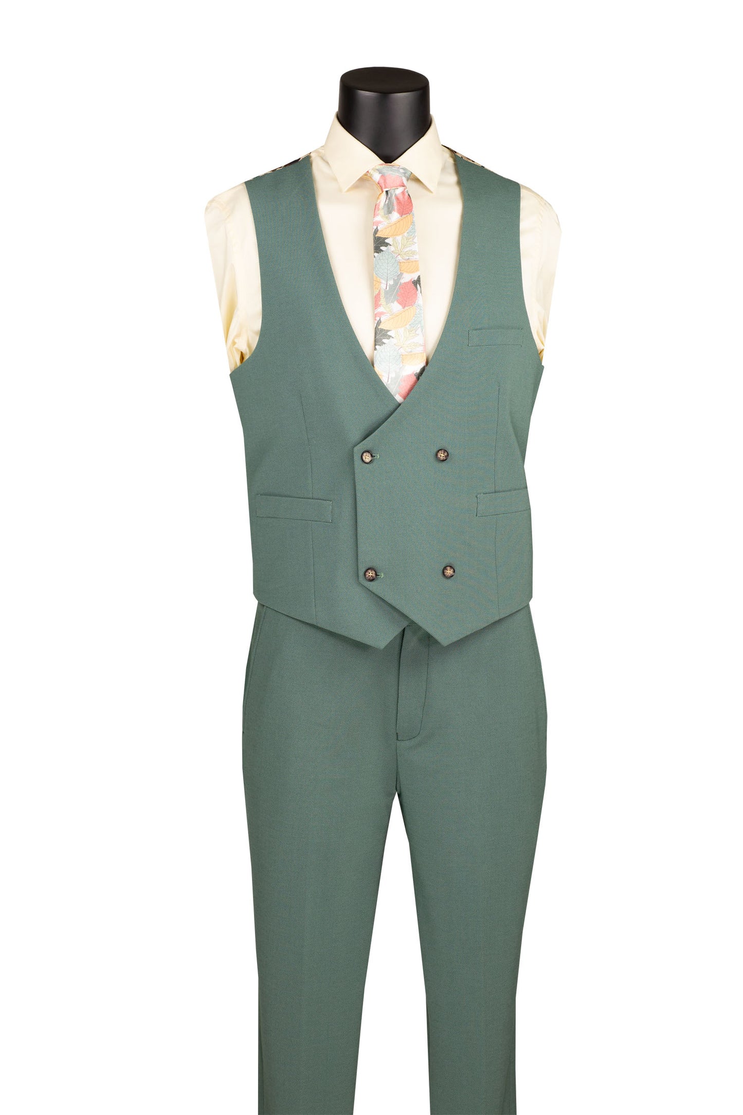 Vinci 3pc Super Stretch Fabric w/Adjustable Waistband Suit (Sage)
