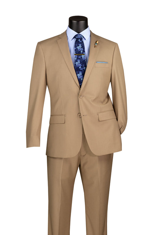 Vinci 2pc Slim Fit Single Breasted 2 button Suit (Light Beige)