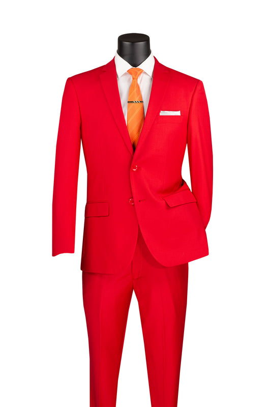 Vinci 2pc Slim Fit Single Breasted 2 button Suit (Red)