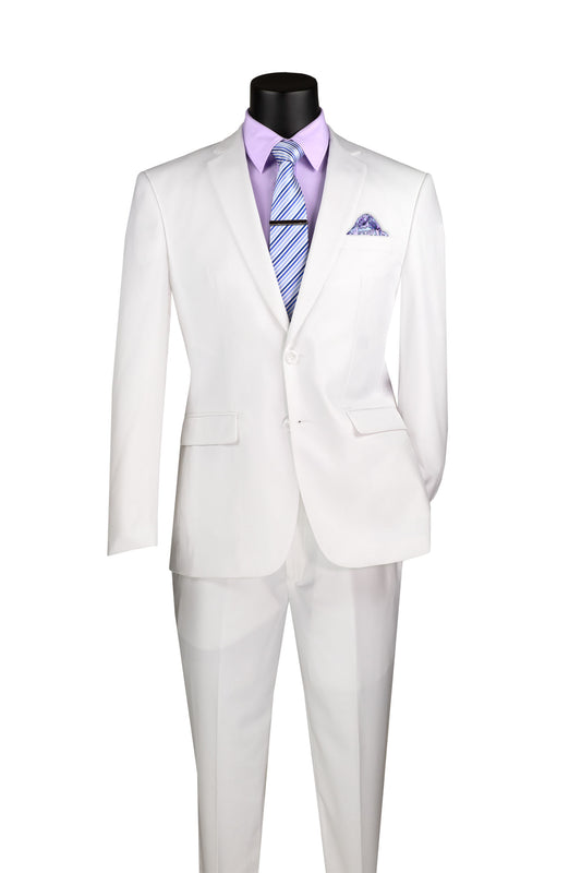 Vinci 2pc Slim Fit Single Breasted 2 button Suit (White)