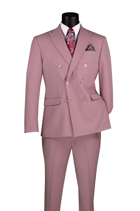 Vinci 2pc Slim Fit Double Breasted Stretch Fabric Suit (Lilac)