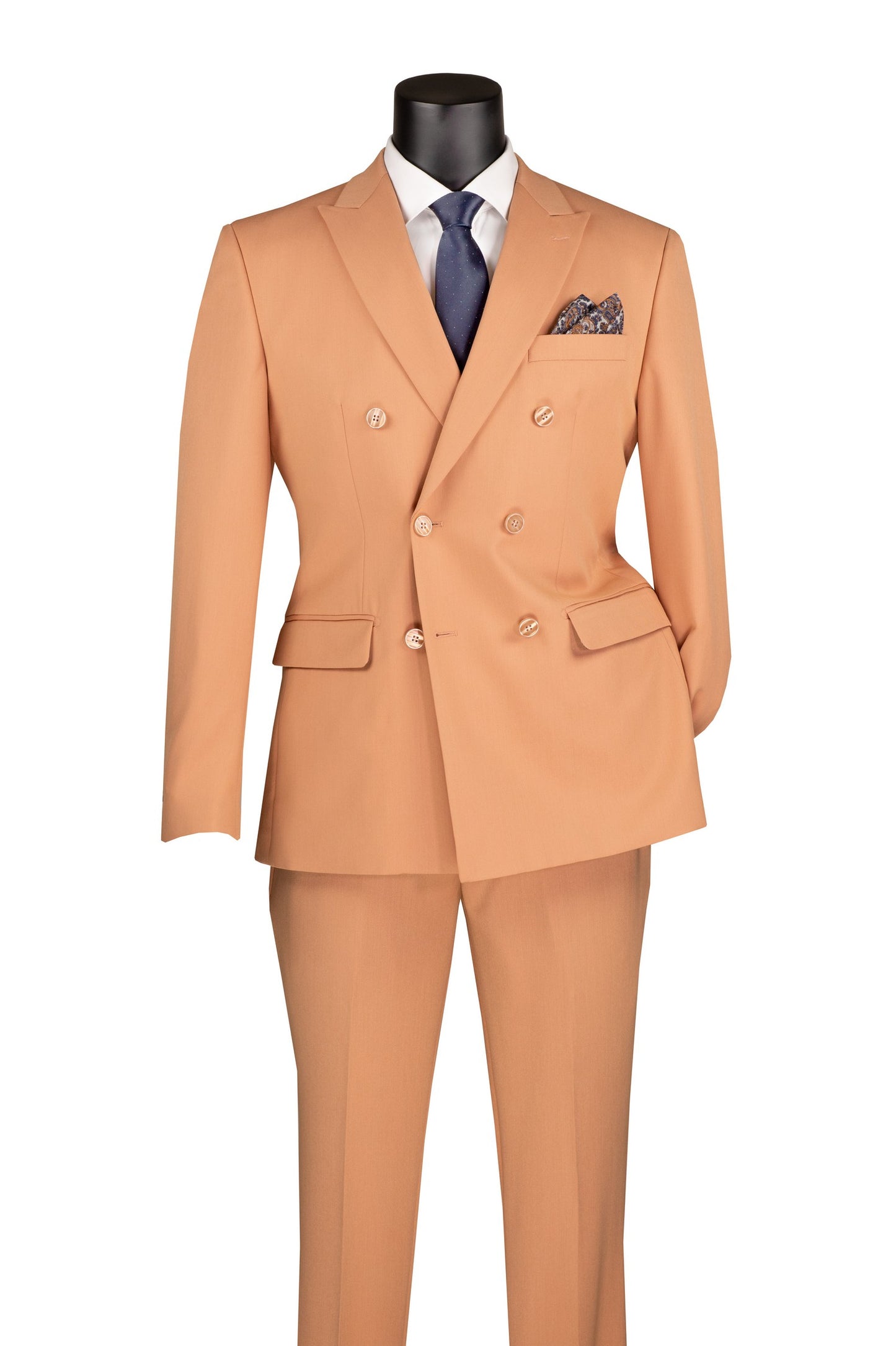 Vinci 2pc Slim Fit Double Breasted Stretch Fabric Suit (Peach)