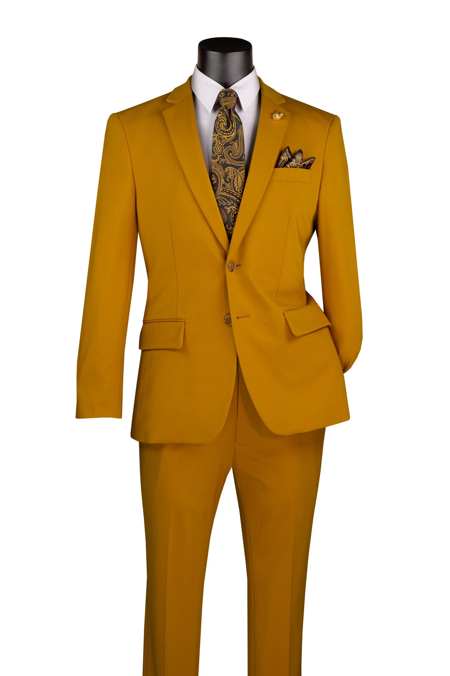 Vinci 2pc Slim Fit Single Breasted Super Stretch Suit w/Adjustable Waist (Gold)