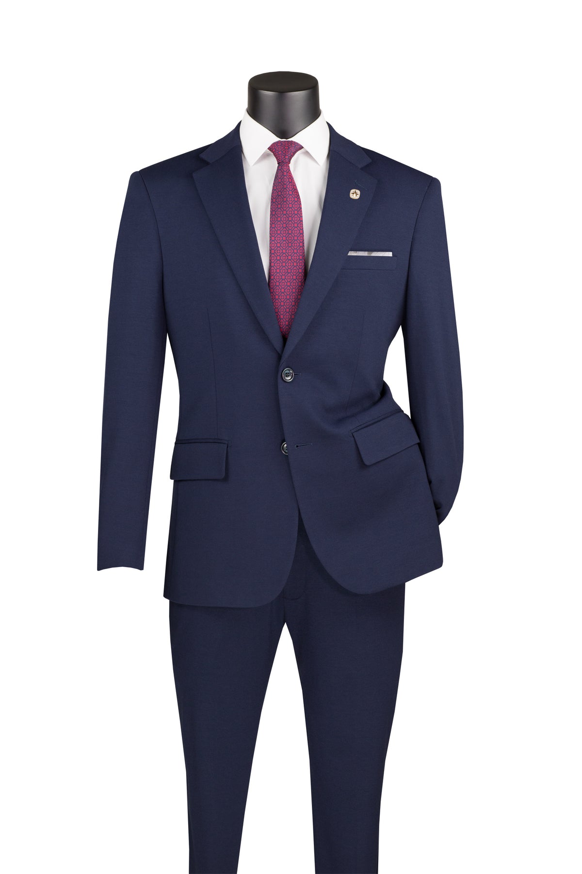 Vinci 2pc Slim Fit Single Breasted Super Stretch Suit w/Adjustable Waist (Navy)