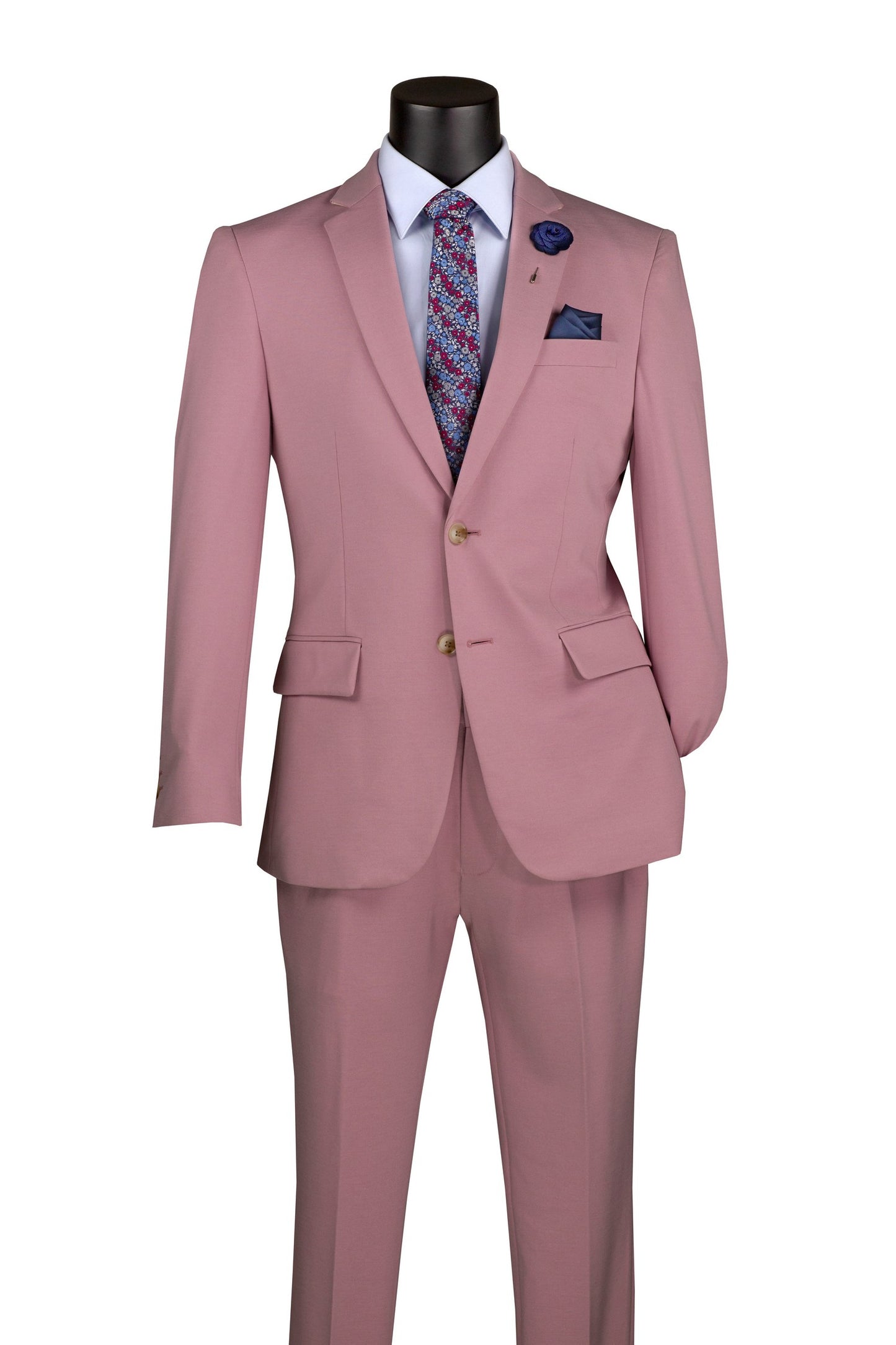 Vinci 2pc Slim Fit Single Breasted Super Stretch Suit w/Adjustable Waist (Pink)