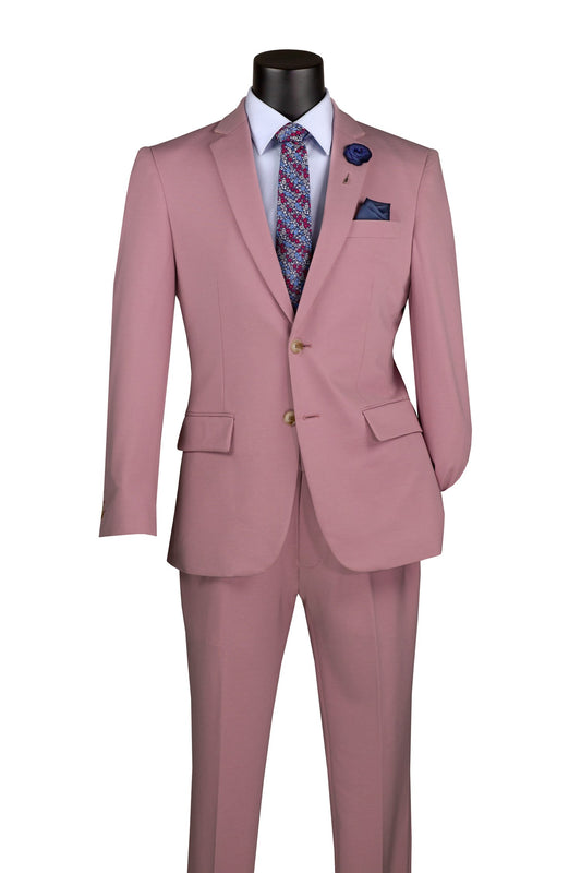 Vinci 2pc Slim Fit Single Breasted Super Stretch Suit w/Adjustable Waist (Pink)