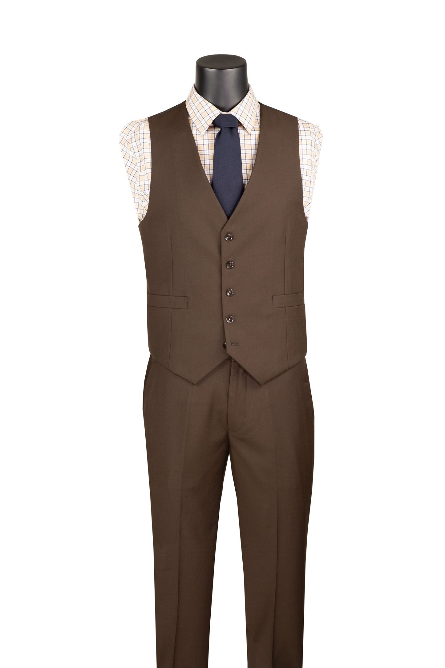 Vinci 3pc Slim Fit Single Breasted 2 button Suit (Brown)