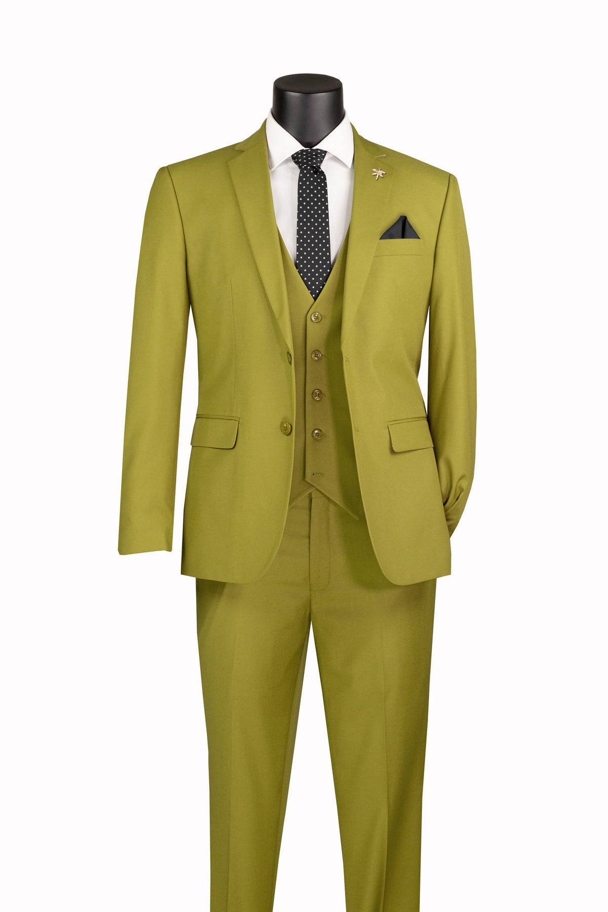 Vinci 3pc Slim Fit Single Breasted 2 button Suit (Moss)