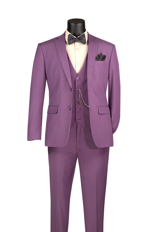 Vinci 3pc Slim Fit Single Breasted 2 button Suit (Violet)