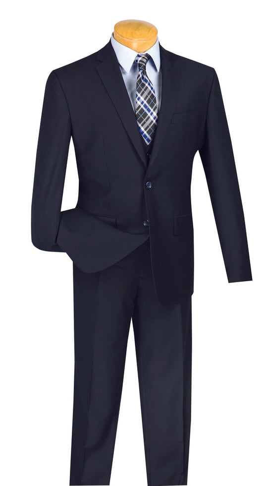 Vinci 3pc Slim Fit Single Breasted 2 button Suit (Navy)