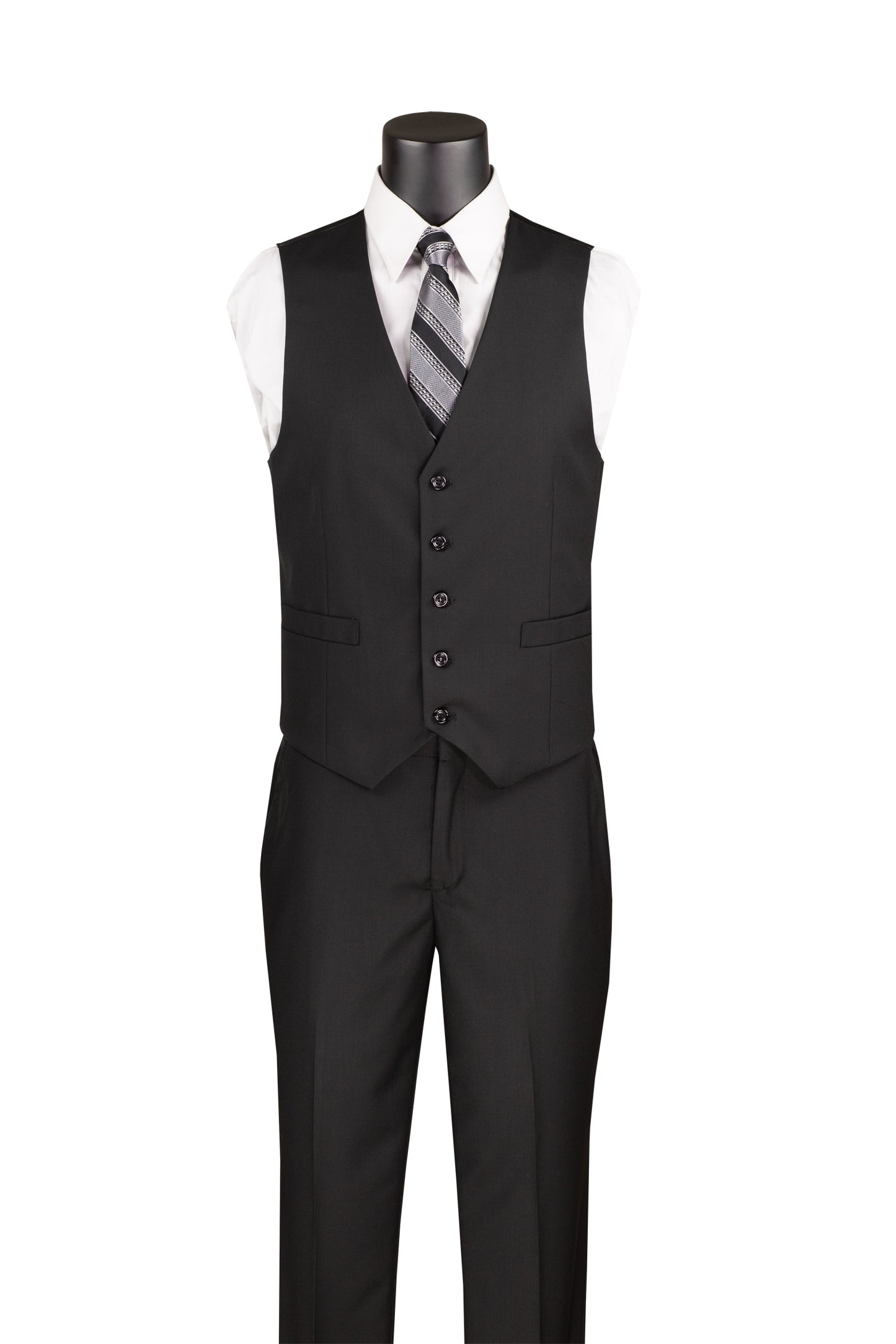 Vinci 3pc Slim Fit Single Breasted 2 button Suit (Black)