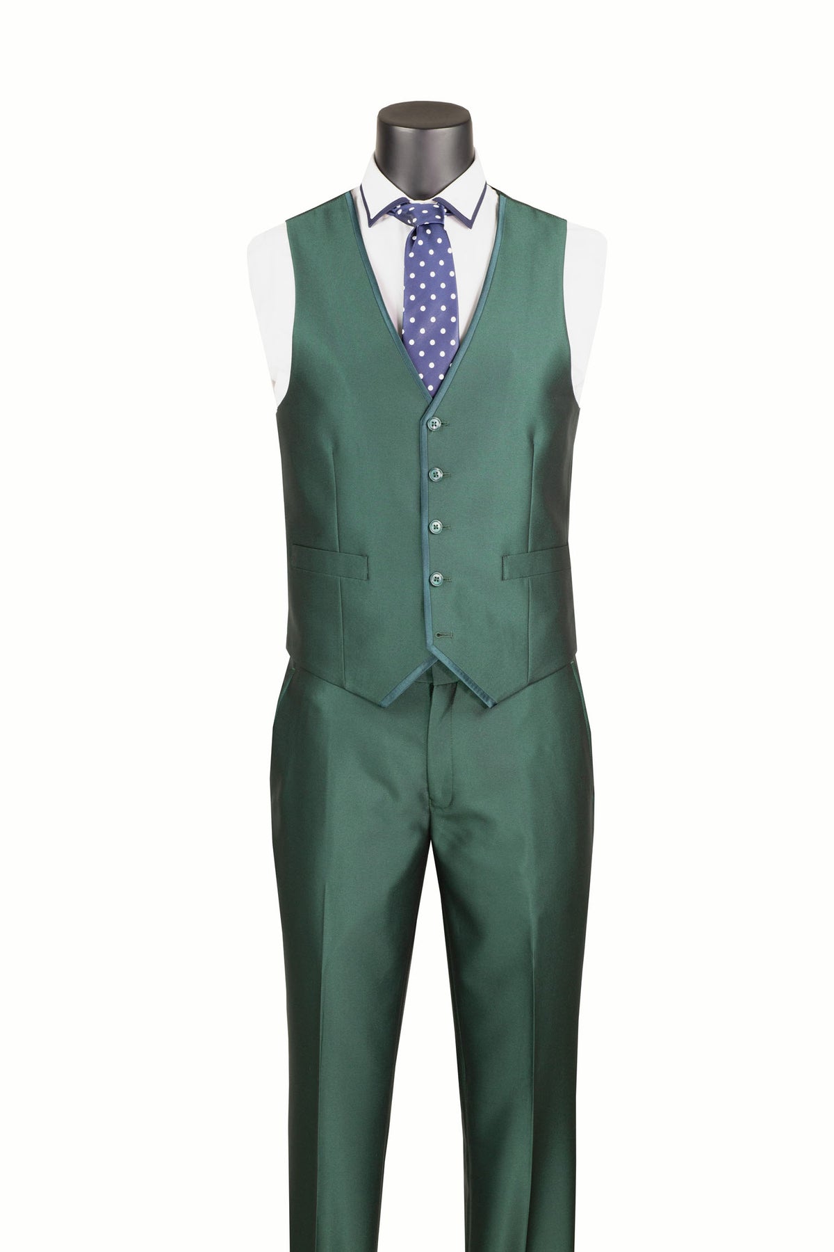Vinci 3pc Slim Fit Satin Suit (Hunter Green)