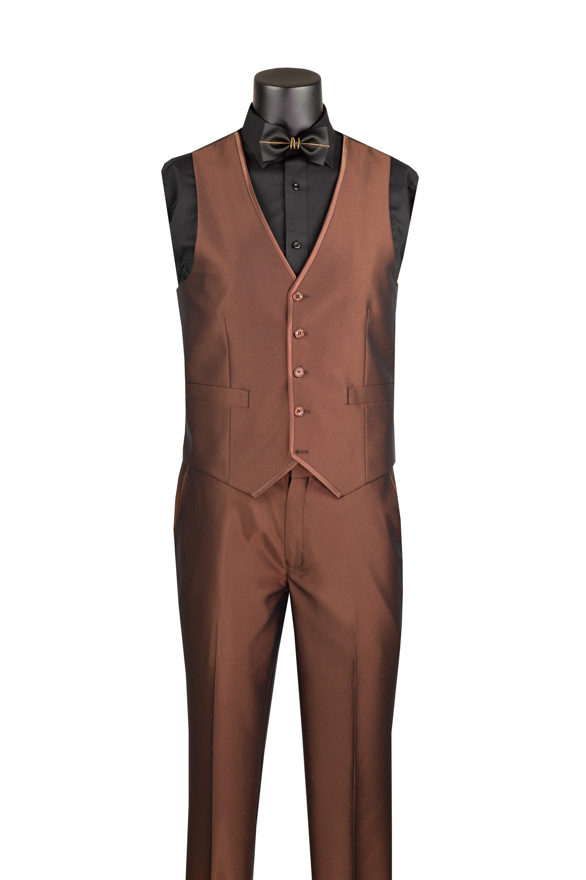 Vinci 3pc Slim Fit Satin Suit (Cappuccino)