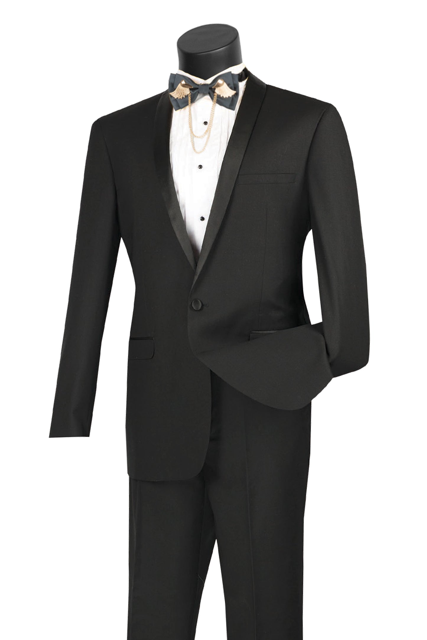 Vinci 2pc Slim Fit Narrow Shawl Lapel Tuxedo (Black)