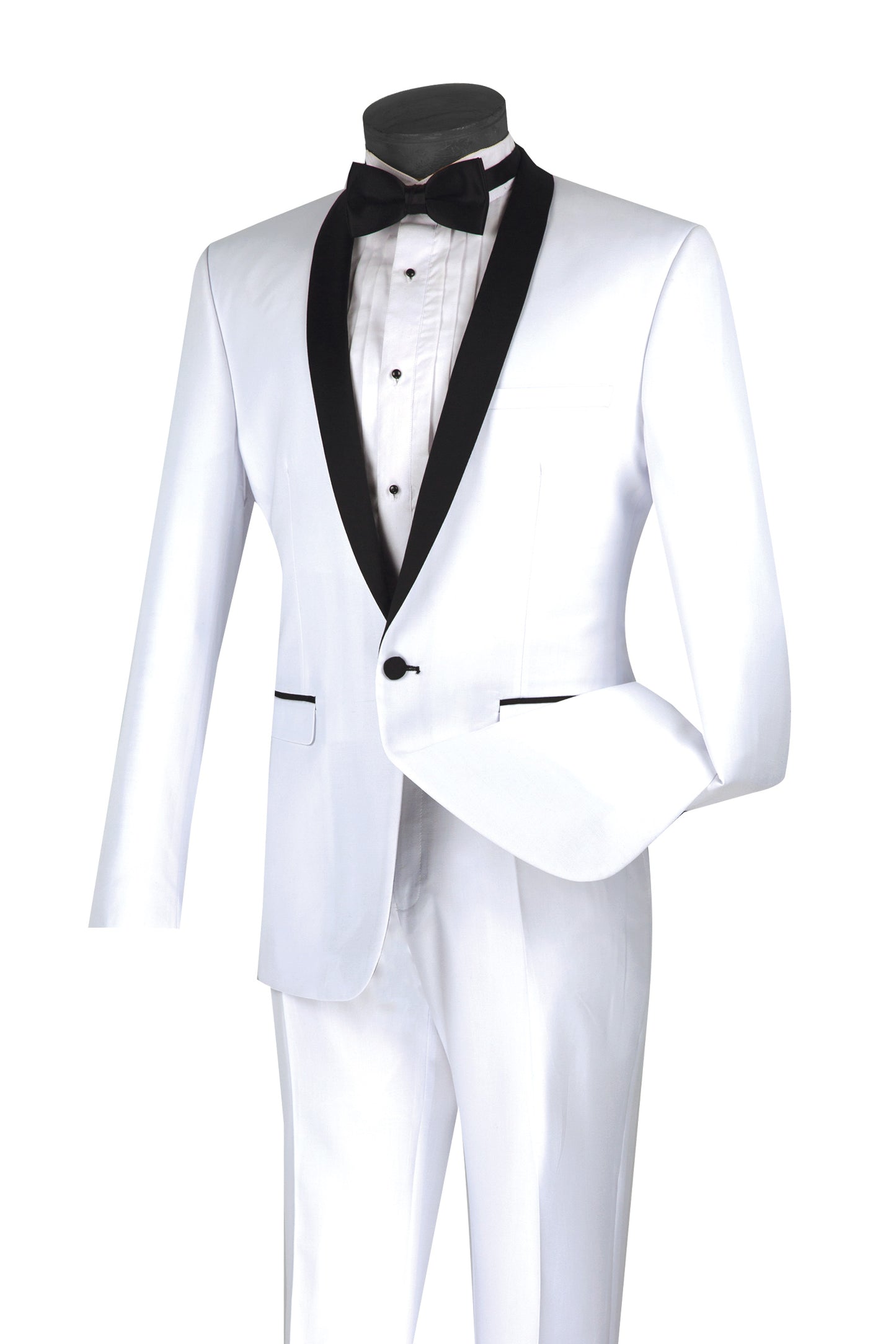 Vinci 2pc Slim Fit Narrow Shawl Lapel Tuxedo (White)
