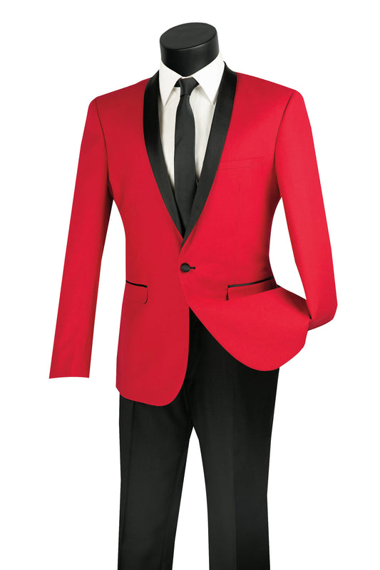 Vinci 2pc Slim Fit Narrow Shawl Lapel Tuxedo (Red)