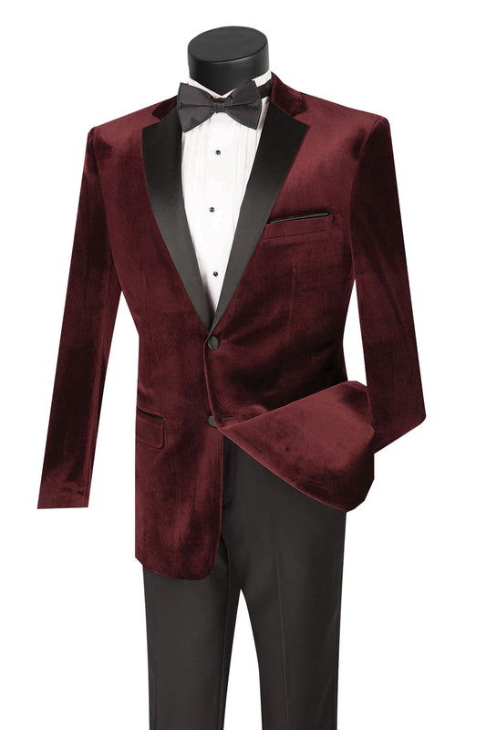 Vinci 2pc Velvet Slim Fit Tuxedo (Wine)