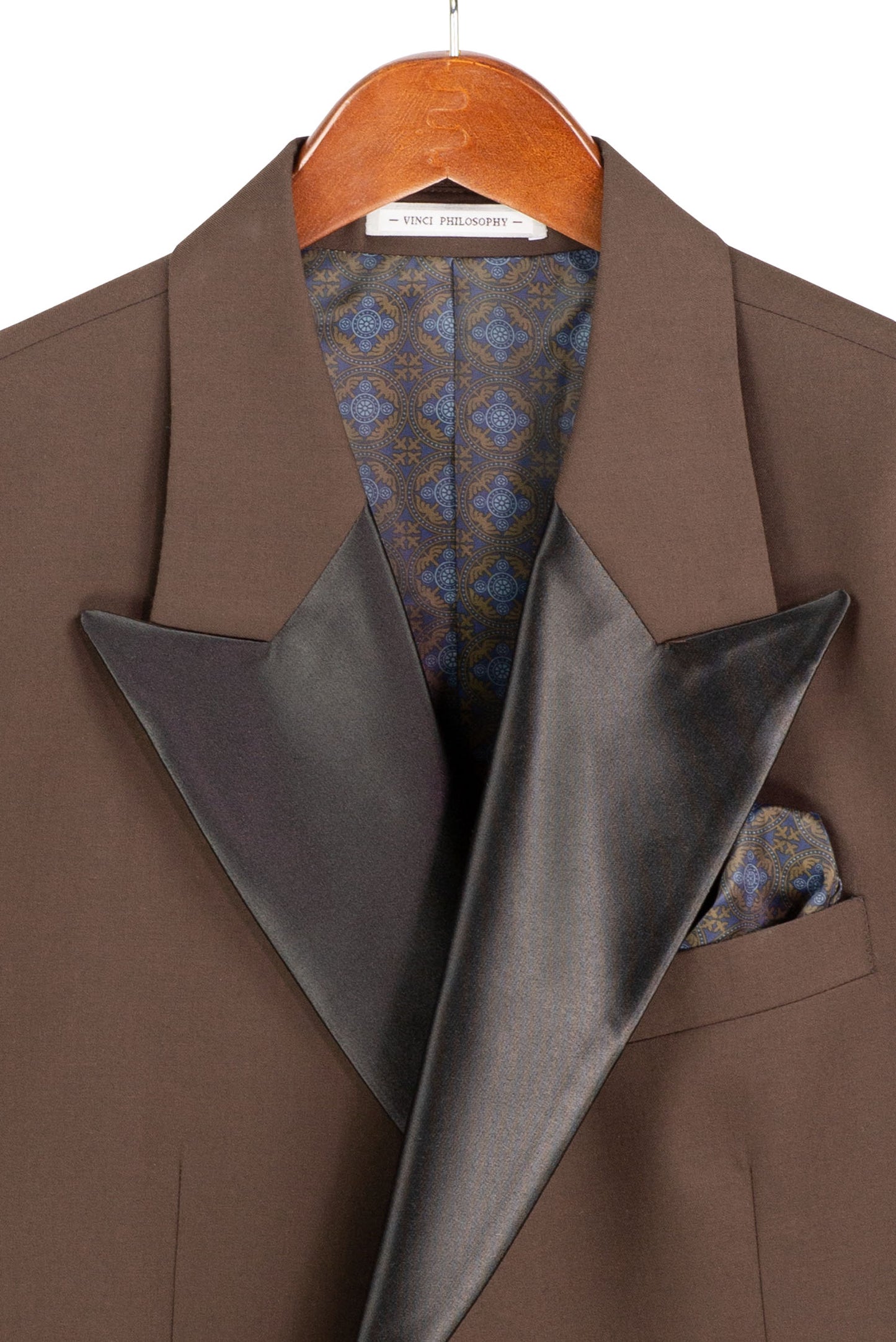 Vinci Double Breasted Regular Fit Tuxedo w/Matching Bow tie & Adjustable Waistband (Brown)