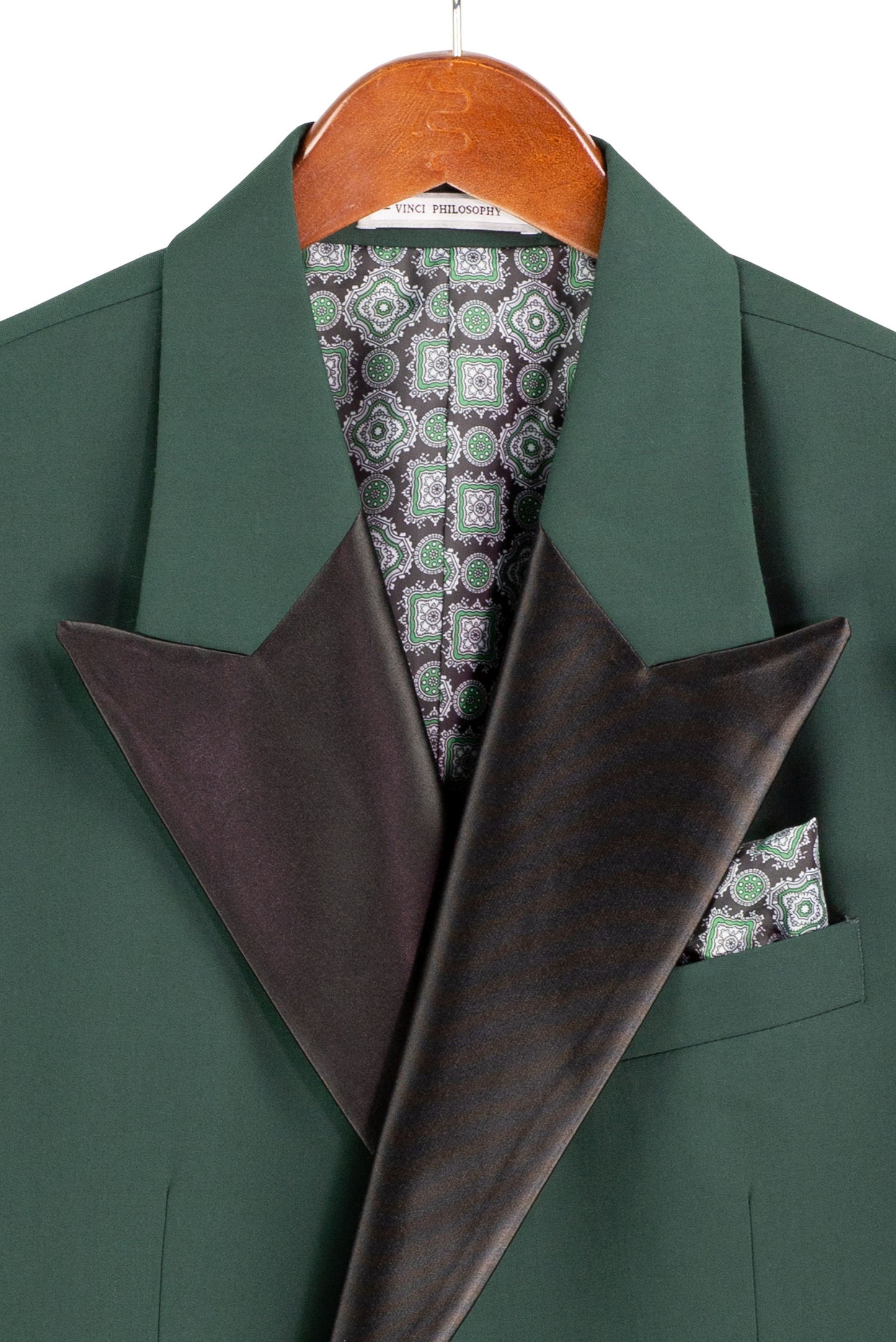 Vinci Double Breasted Regular Fit Tuxedo w/Matching Bow tie & Adjustable Waistband (Hunter Green)