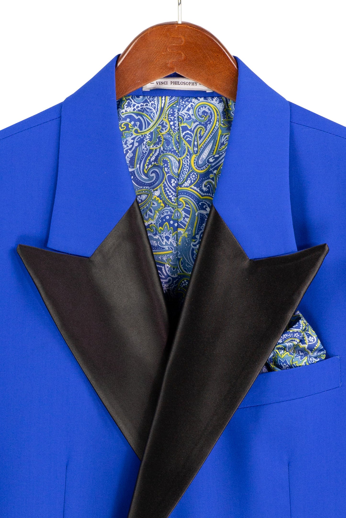Vinci Double Breasted Regular Fit Tuxedo w/Matching Bow tie & Adjustable Waistband (Royal Blue)