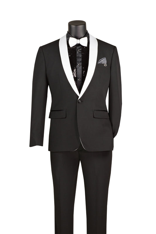 Vinci 2pc Slim Fit Shawl Lapel Tuxedo (Black)