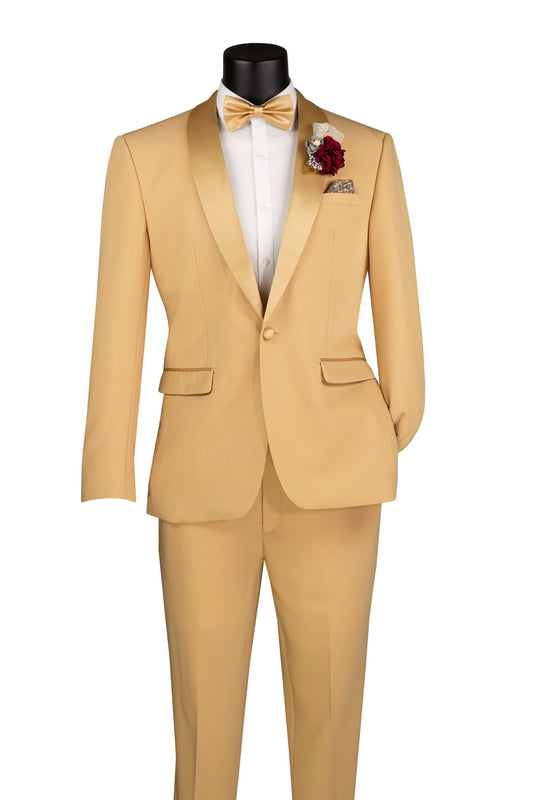 Vinci 2pc Slim Fit Shawl Lapel Tuxedo (Light Gold)