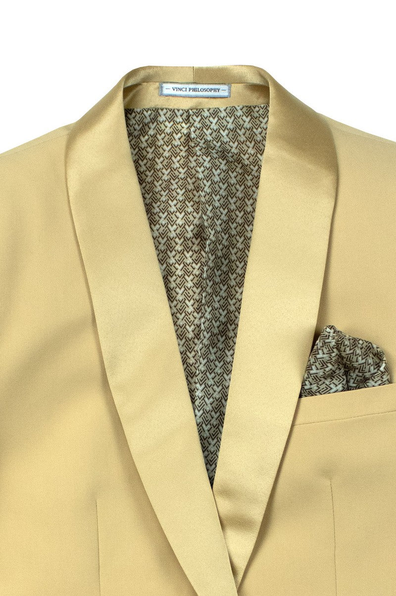 Vinci 2pc Slim Fit Shawl Lapel Tuxedo (Light Gold)