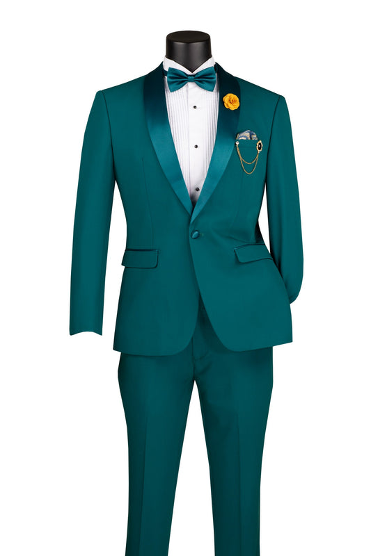 Vinci 2pc Slim Fit Shawl Lapel Tuxedo (Teal)