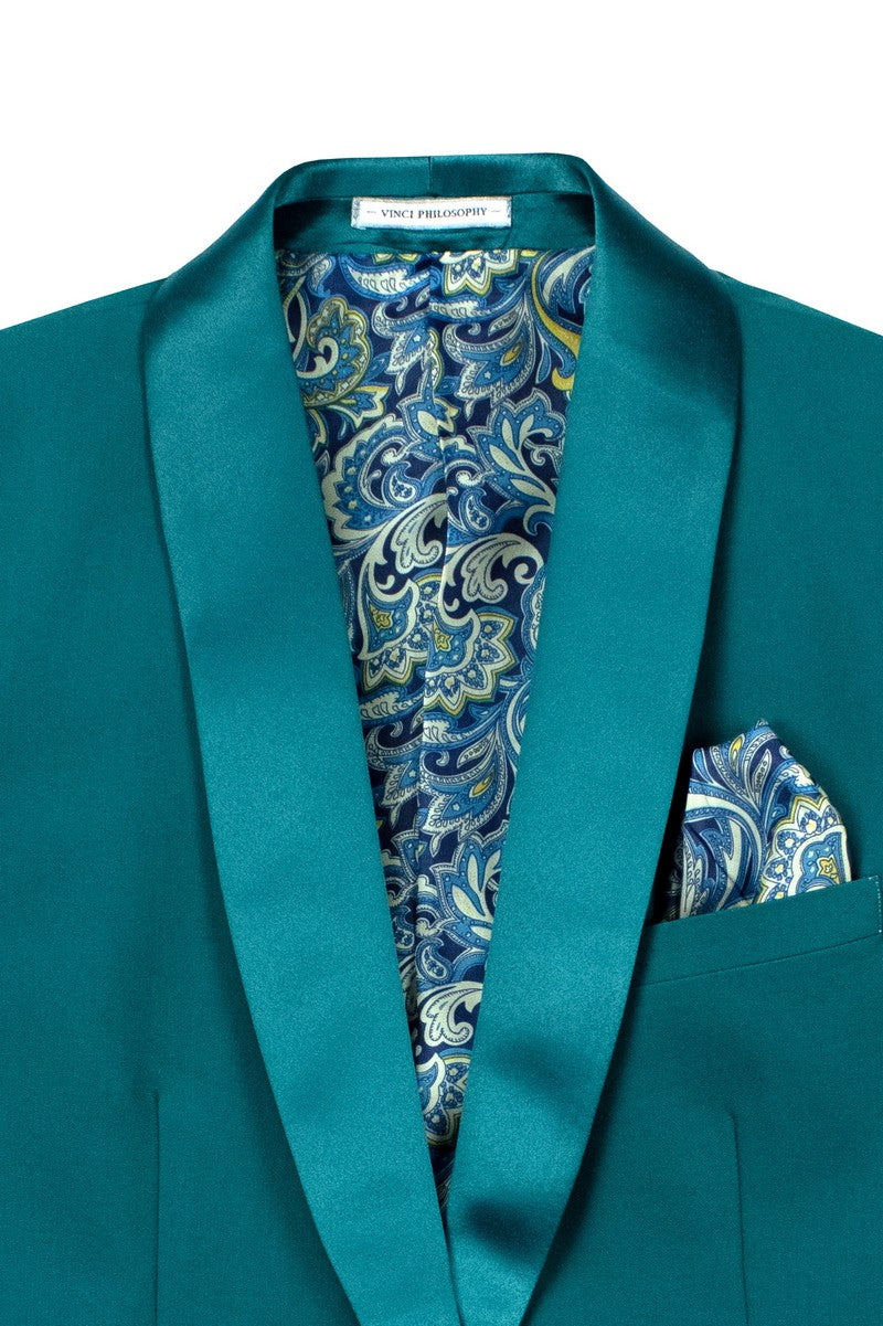Vinci 2pc Slim Fit Shawl Lapel Tuxedo (Teal)
