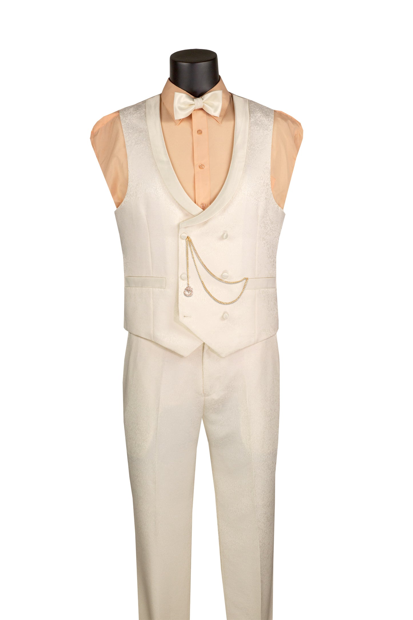 Vinci 3pc Modern Fit Fancy Pattern Tuxedo (Pearl)