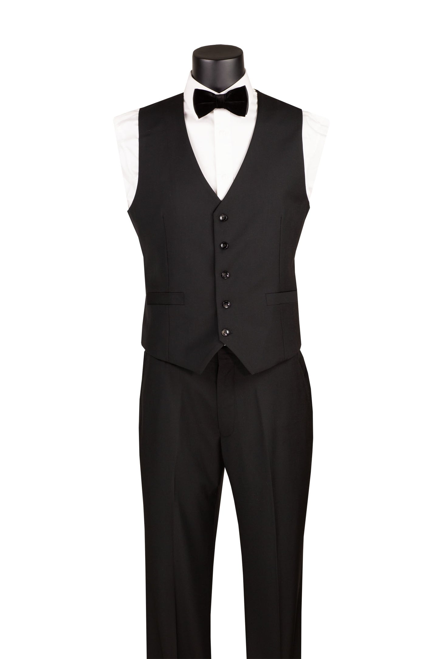 Vinci 3pc Modern Fit Houndstooth Pattern Suit (Black)