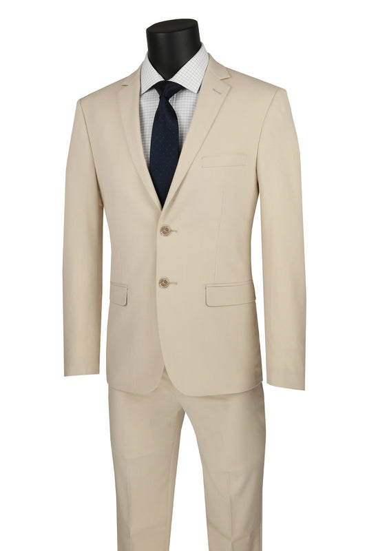 Vinci 2pc Ultra Slim Fit Stretch Suit (Beige)
